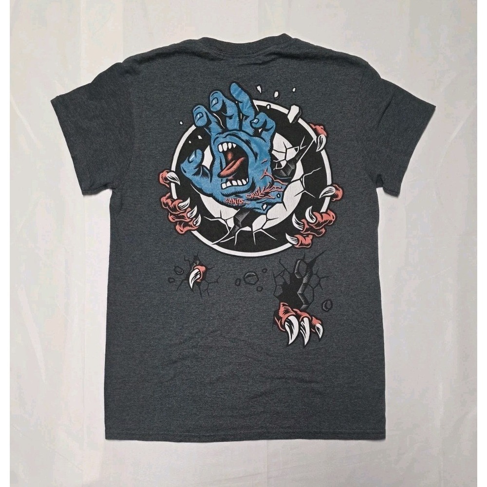 Santa Cruz Screaming Hand T-Shirt Sz Small Heather Gray Skateboard Tee Skate